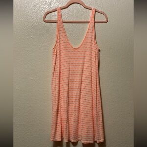 Loft Beach Orange and White Striped Sleeveless rayon Dress